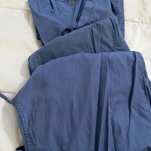 Women’s large mixed lot of 3 powder blue OR scrub top and 2 scrub pants